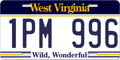 WV license plate 1PM996