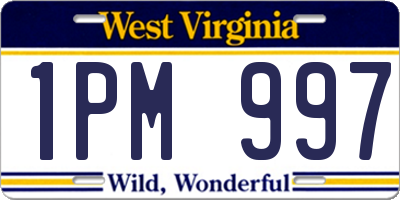WV license plate 1PM997