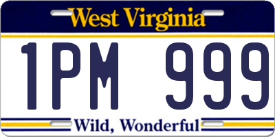 WV license plate 1PM999
