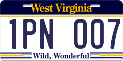 WV license plate 1PN007