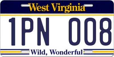 WV license plate 1PN008