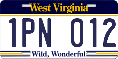 WV license plate 1PN012