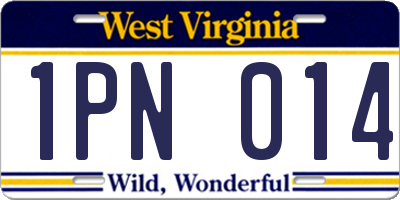 WV license plate 1PN014