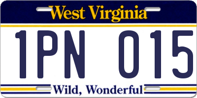 WV license plate 1PN015