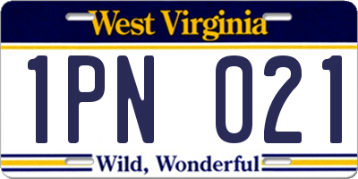 WV license plate 1PN021
