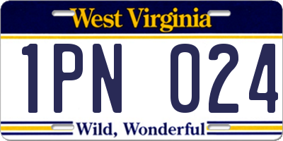 WV license plate 1PN024