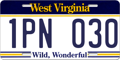WV license plate 1PN030