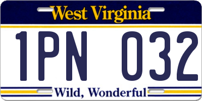 WV license plate 1PN032