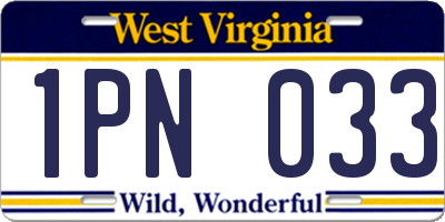 WV license plate 1PN033