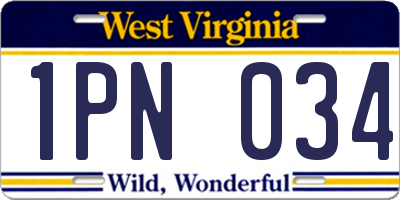 WV license plate 1PN034