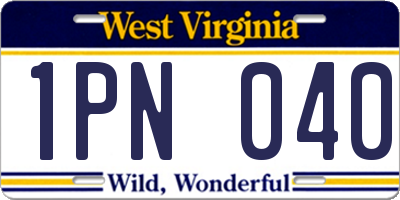 WV license plate 1PN040