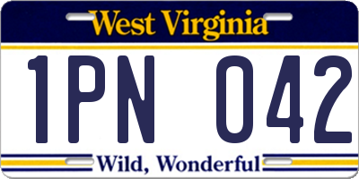 WV license plate 1PN042