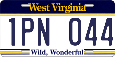 WV license plate 1PN044