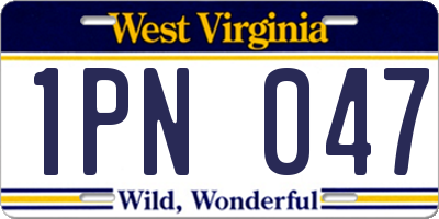 WV license plate 1PN047