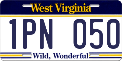 WV license plate 1PN050