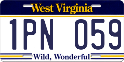 WV license plate 1PN059