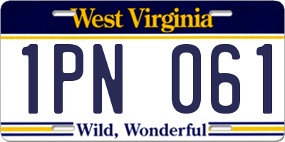 WV license plate 1PN061