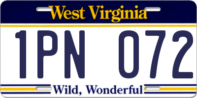 WV license plate 1PN072