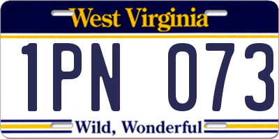 WV license plate 1PN073