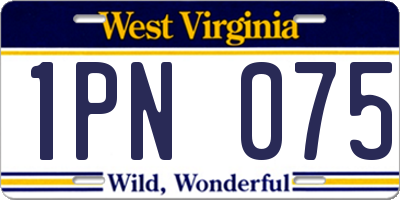 WV license plate 1PN075
