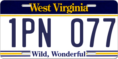 WV license plate 1PN077