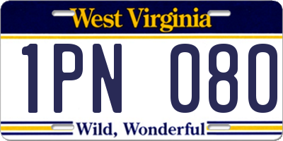 WV license plate 1PN080