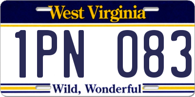 WV license plate 1PN083