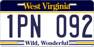 WV license plate 1PN092