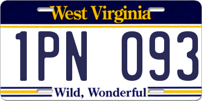 WV license plate 1PN093