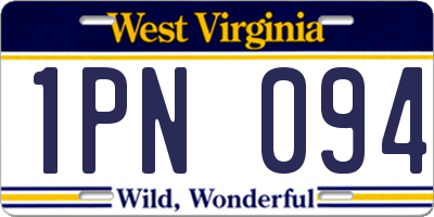 WV license plate 1PN094
