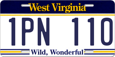 WV license plate 1PN110