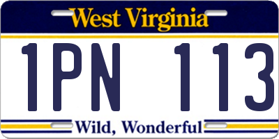 WV license plate 1PN113