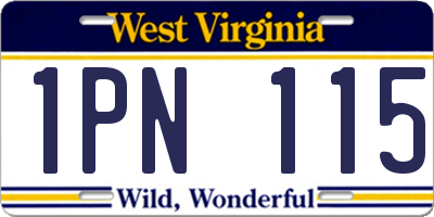WV license plate 1PN115