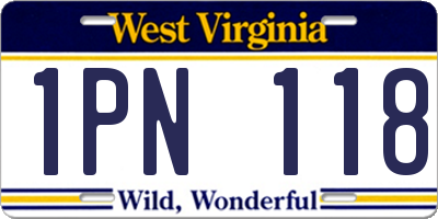 WV license plate 1PN118
