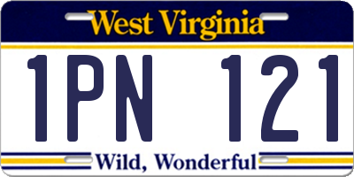 WV license plate 1PN121