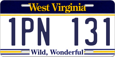 WV license plate 1PN131