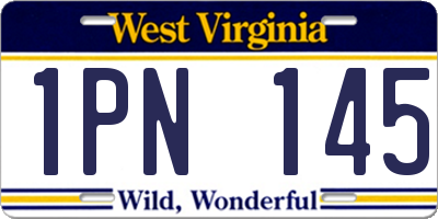 WV license plate 1PN145
