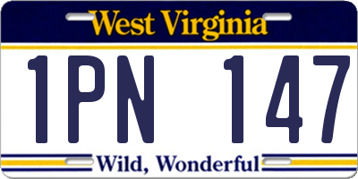WV license plate 1PN147