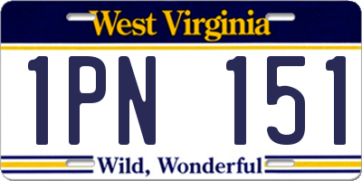 WV license plate 1PN151