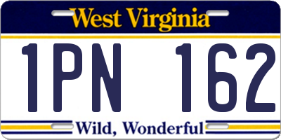 WV license plate 1PN162
