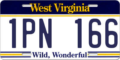 WV license plate 1PN166