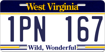 WV license plate 1PN167
