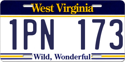 WV license plate 1PN173