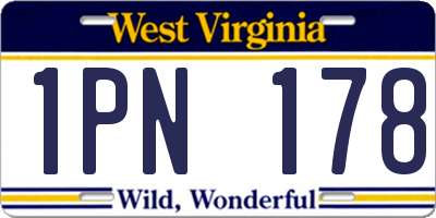 WV license plate 1PN178
