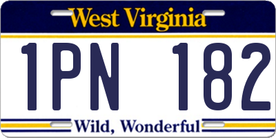 WV license plate 1PN182