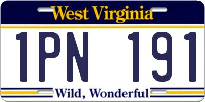 WV license plate 1PN191