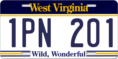 WV license plate 1PN201