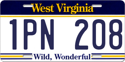 WV license plate 1PN208