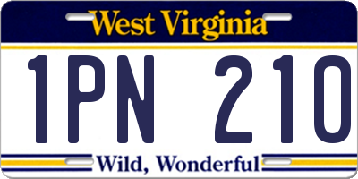WV license plate 1PN210