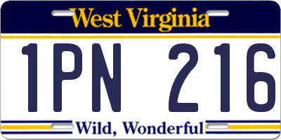 WV license plate 1PN216